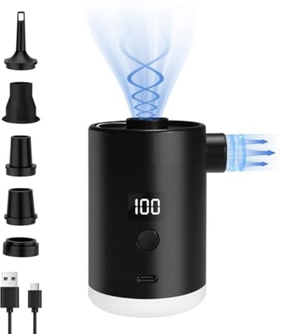 Oplaadbare Mini Elektrische Luchtpomp met 4000 mAh en Campinglamp - Compact, Snel en Draagbaar voor Outdoor Avonturen