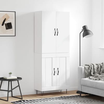 vidaXL - Hoge - kast - 69,5x34x180 - cm - bewerkt - hout - wit