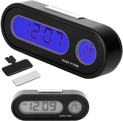Zeynomax - Digitale Auto Klok - 2-in-1 Klok met Thermometer en Verlichting - LCD Car Clock - Handig en Functioneel - Geschikt voor Auto's - Modern D..