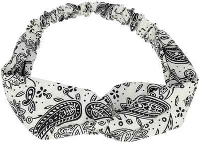 Haarsoires Haarband Twist 5cm – Paisleyprint – Wit - Zachte Knoop Hoofdband - Haaraccessoire voor Dames & Meisjes