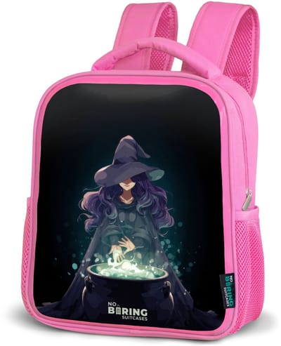 NoBoringSuitcases.com® - Rugzak roze - Schooltas meisjes - Heks - Ketel - Tover - Kinder rugtas meisje - Boekentas kind - Kinderrugzak voor school - Schoolrugzak