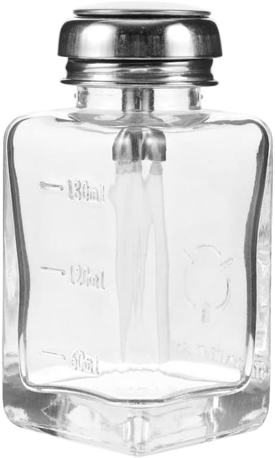 Dailygoods- Pompdispenser 180 ml - Glazen Pompfles - Nagellakverwijderaar - Transparante Dispenser - Schokbestendig - Ideaal voor Reizen