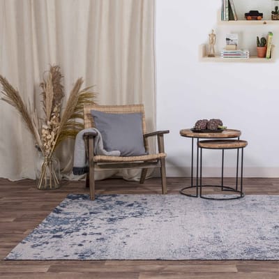 Easy Living - Easy Living Dara Blue Vloerkleed - 200x290  - Rechthoek - Buiten,Laagpolig Tapijt - Industrieel - Beige, Blauw, Grijs