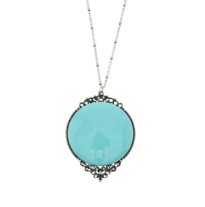 Behave - Ketting met blauwe ronde hanger - Vintage stijl - 41 cm + verlengketting 8 cm