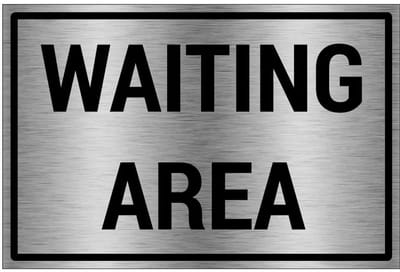 Waiting area bord - gecoat brushed aluminium - grijs zwart | 30 x 20 cm