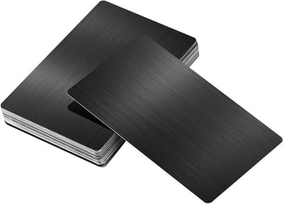 Persoonlijke Bedrijfskaarten van Geborsteld Zwart Metaal en Aluminium - 10 Stuks, 0.45mm Dikte, Perfect voor Klanten en DIY Cadeaus