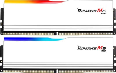 G.Skill Ripjaws M5 RGB F5-6000J3238G32GX2-RM5RW - Geheugen DDR5 - 64 GB: 2 x 32 GB - 288-PIN - 6000 MHz / PC5-48000 - CL32 - 1.10V - XMP 3.0 - RGB - wit