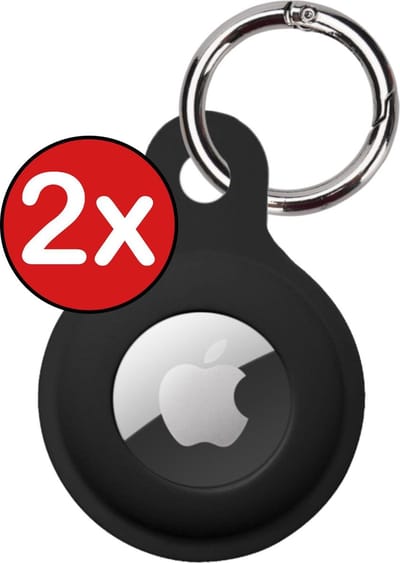 Hoesje Geschikt voor Apple AirTag Sleutelhanger Hoesje Siliconen Hanger - Hoesje Geschikt voor Apple AirTag Hanger Sleutelhanger Hoesje - Zwart - 2 PACK