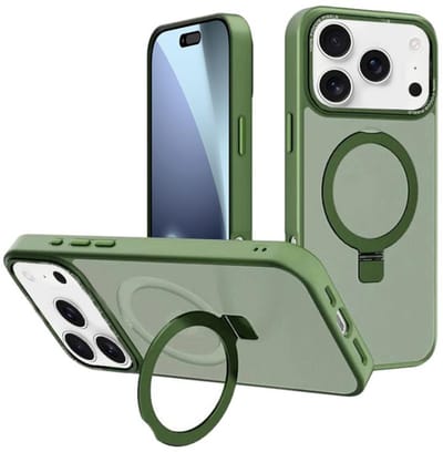 Backcover met onzichtbare standaard [Compatibel met MagSafe] Schokbestendig Hoesje - Geschikt voor: Apple iPhone 17 Pro - Groen