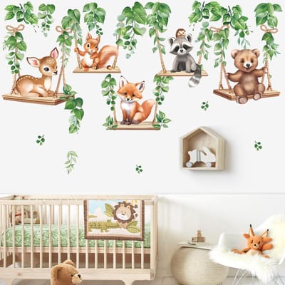 Dailygoody - Wanddecoratie - Wandsticker Dieren - Ideaal voor Kinderen - Multicolour - Makkelijk aan te brengen - Geschikt voor Babykamers - Wandstick