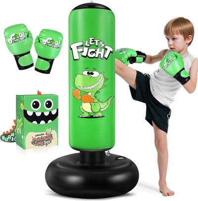 SnelShoppen - Opblaasbare Punching Bag voor Kinderen 120 cm - Ideaal voor Karate en Taekwondo - Perfecte Gift voor Jongens en Meisjes van 3 tot 8 Jaar