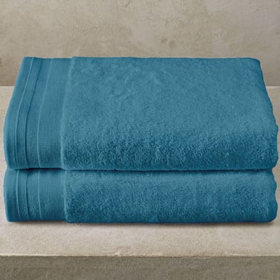 De Witte Lietaer Douchelaken Contessa Capri Blue - Set 2 stuks - 70 x 140 cm - Blauw - Katoen