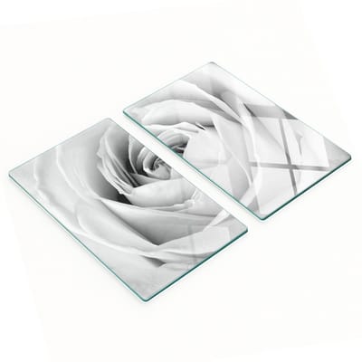 Set van twee decoratieve glazen keukenplanken met roosmotief, 2x30x52 cm