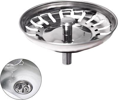 RVS Afvoerstopper met Zeef, 79mm Afvoerbak, Vervangende Keukenafvoer Accessoires voor Efficiënte Waterafvoer en Verstopte Afvoeren