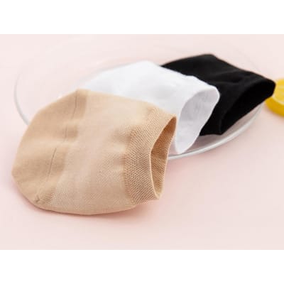 3 Paires Mi-Chaussettes Doigts Femme Noir Blanc Mules Mi-Chaussettes Couvre-Doigts Invisibles Sans Couture Antidérapantes Pour Sabots Chaussures Plates One Size beige