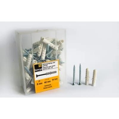 Sencys Vollewandplug Met Schroef Kunststof - Ø 8x40 Mm - 50 Stuks