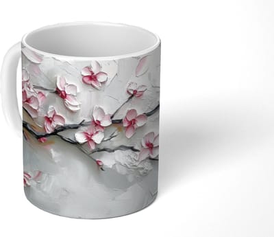 Mok - Koffiemok - Bloesem - Kunstzinnig - Roze - Sakura - Mokken - 350 ML - Beker - Koffiemokken - Theemok