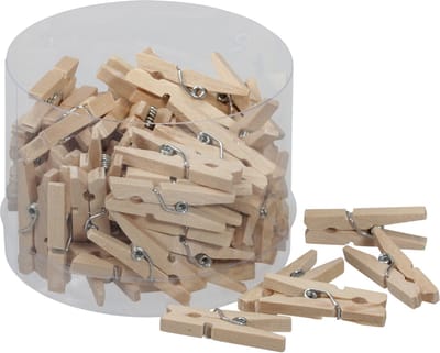 Othmar Decorations Mini fotoknijpertjes/kaartknijpertjes - hout - 144x stuks - 3 cm