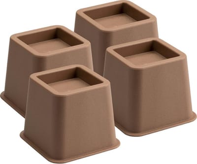Bedverhogers bruin - bedklossen - meubelverhogers - stoelverhogers 8 cm hoog. Per set van 4. Max. 600 kg