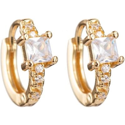 Pipitree Boucles d'oreilles Carrées en Zircone Cubique Mode pour Femmes Bijoux de Mariage Couleur Or Vintage Huggies Petits Anneaux transparent