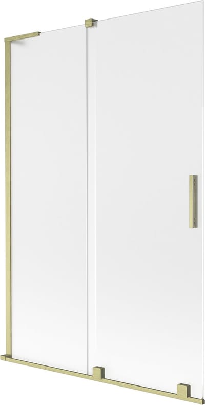 Mexen Velar L badwand 2-delige schuifdeur 120 x 150 cm, matglas, goud geborsteld - 896-120-003-31-55