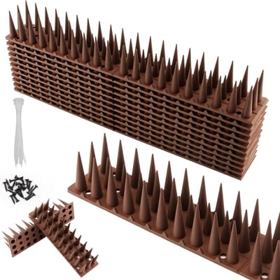 Effectieve vogelafschrikspikes voor het afschrikken van duiven - 28,5 meter, 8 stuks, bruin, ideaal voor het beschermen van gebouwen en tuinen