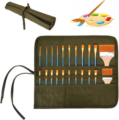 Canvas en Linnen Rolbinder met 22 Gaten, Pennenhouder en Waterverfkwastenhouder - Ideaal voor Schilderen en Creatieve Projecten