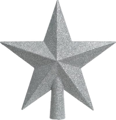 Decoris Zilveren kerstboom ster piek - Van kunststof - 19 cm - Zilver
