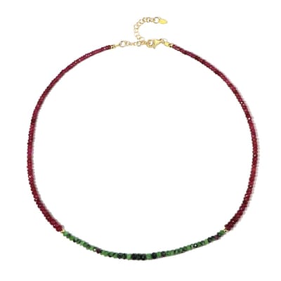 Cavill - Zilveren Halsketting - 925 Sterling Zilver Verguld - Robijn 57,16 ct - Elegante Verstelbare Ketting met Madagaskar & Tanzania Edelstenen