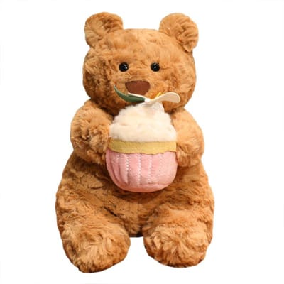 Oreiller Peluche Ours Gâteau Kawaii Guérison - Jouet Peluche Dessin Animé Mignon Cadeau d'Anniversaire Pour Enfants Poupée Douce Amusante 20cm
