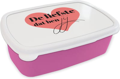 Broodtrommel Roze - Lunchbox - Brooddoos - Quotes - Relatie - Stel - De liefste dat ben jij - Spreuken - 18x12x6 cm - Kinderen - Meisje