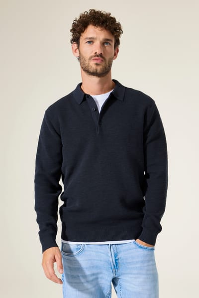 GARCIA Heren Effen Trui Blauw Lange mouw
