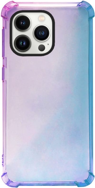 ADEL Siliconen Back Cover Softcase Hoesje Geschikt voor iPhone 14 Pro Max - Kleurovergang Blauw Paars