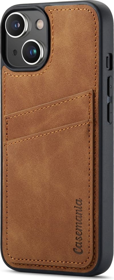 Casemania Hoesje Geschikt voor Apple iPhone 15 Plus - met Pasjeshouder Sienna Brown - Back Cover met Kaarthouder
