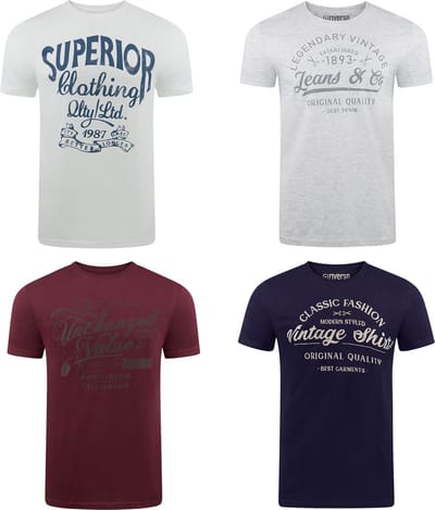 riverso Heren T-Shirt RIVLeon 4 Pack regular fit Veelkleurig L Ronde Hals Volwassenen - gemaakt van 100% katoen