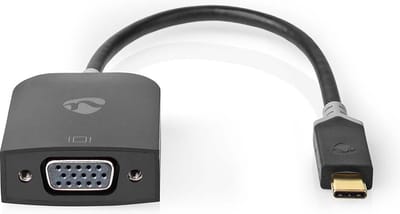 Nedis USB-C Adapter - USB 3.2 Gen 1 - USB-C Male - VGA Female 15p - 1920x1200 - 0.20 m - Rond - Verguld - PVC - Antraciet - Doos