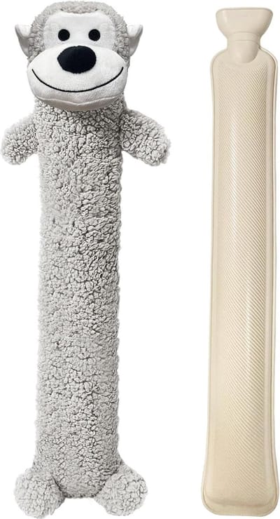 SnelShoppen - Bseical 2L Lange Warmwaterfles - Grote Rubberen Warmwaterkruik 80 x 15cm - Aap Warmwaterfles voor Pijnverlichting Rug Nek Schouders
