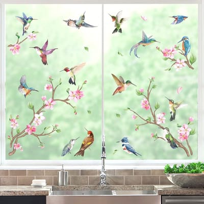 Dailygoody - Raamstickers - Hummingbirds - Dubbelzijdig - Multicolor - Anticollisie - Wanddecoratie - Voor ramen en deuren