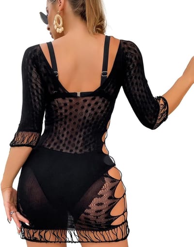 Verleidelijke erotische bodysuit voor dames, sexy visnet bodysuit, perfect voor S-XL, zwart, ideaal voor romantische avonden en speciale gelegenheden