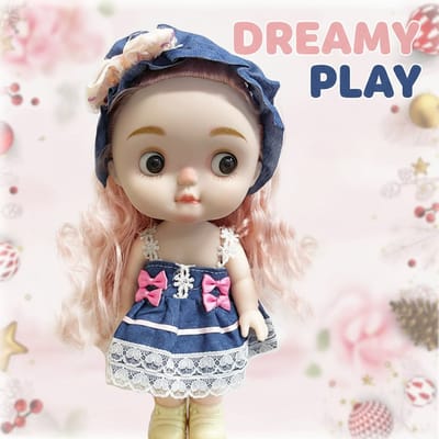 Meedeer 24 cm Babypop-modepop-Poseerbare Modepop-Lang haar-geschikt voor kinderhanden-Verstelbare armen en benen-Met geluid-speelgoed-kleding en accessoires voor meisjes van 3 jaar en ouder