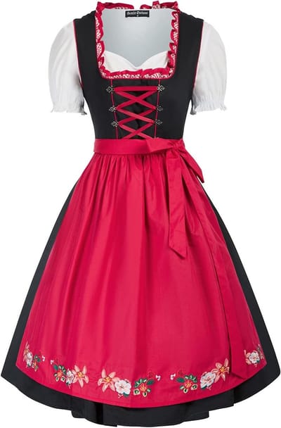 Traditionele Beierse Dirndl Jurk Dames - 3-Delige Oktoberfest Feest Kleding