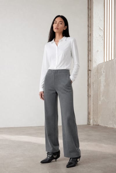 Viscose wide-leg pants | Grey - Grey / S