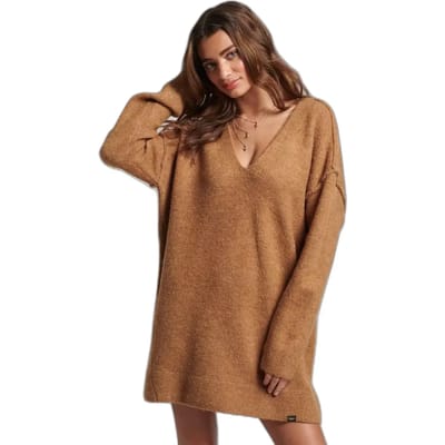 Superdry - Gebreide jurk met V-hals - Dames - Jurken