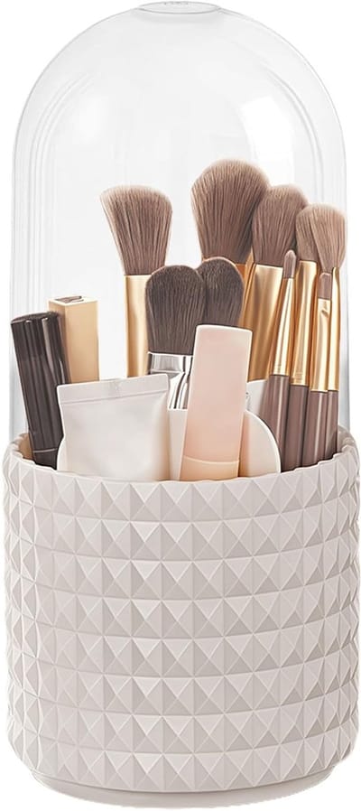 360 Graden Draaibare Make-up Organizer voor Kwasten, Transparant en Stofdicht, 11 x 23 cm, Perfect voor Make-up en Accessoires