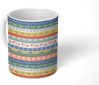 Mok - Koffiemok - Italiaans - Zee - Sfeer - Oester - Garnaal - Multi - Mokken - 350 ML - Beker - Koffiemokken - Theemok