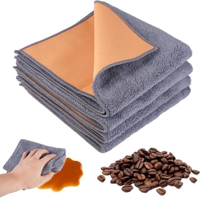 Set van 4 Dubbelzijdige Microvezeldoeken 30 x 30 cm voor Barista's, Perfect voor het Reinigen van Koffieapparatuur en Zeefdragers