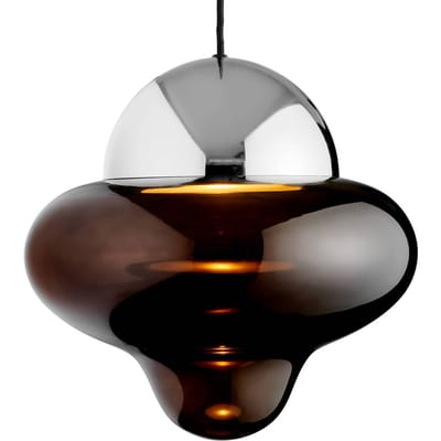 DESIGN BY US LED hanglamp Nutty XL, bruin/chroomkleurig, Ø 30 cm