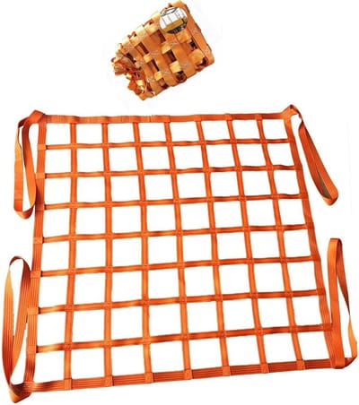 Polyester Hijsnet - Opligstropnette Vrachtnet - Lading Zekeren Hijsen - Hoge Slijtvastheid - 1.5 X 1.5M 500kg - Oranje