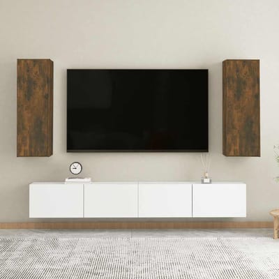 vidaXL - Tv-meubelen - 2 - st - 30,5x30x90 - cm - bewerkt - hout - gerookt - eikenkleur