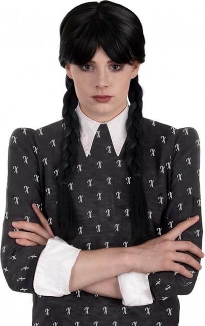 Pruik - Wednesday - Zwart met lange vlechten - Luxe